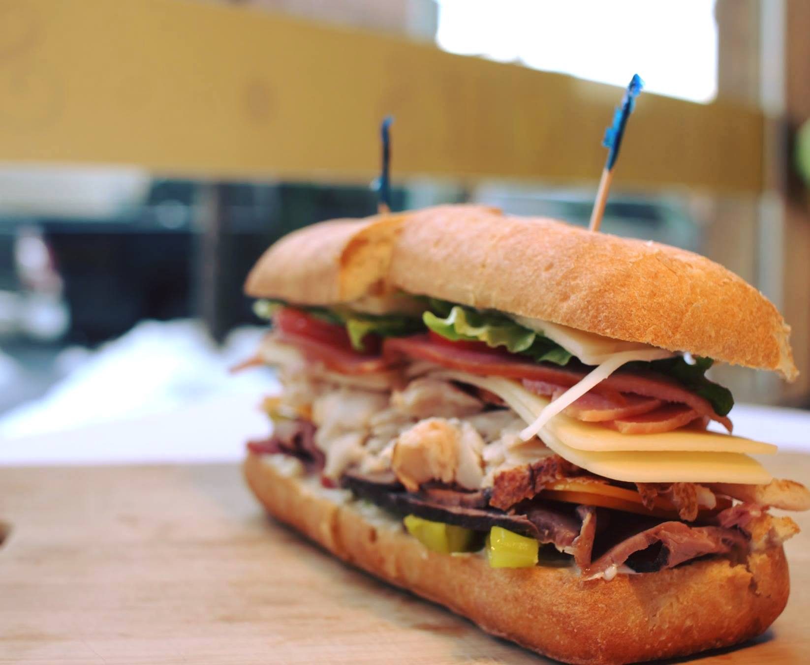 Dr. Demento sandwich on a French roll with salami, ham and provolone